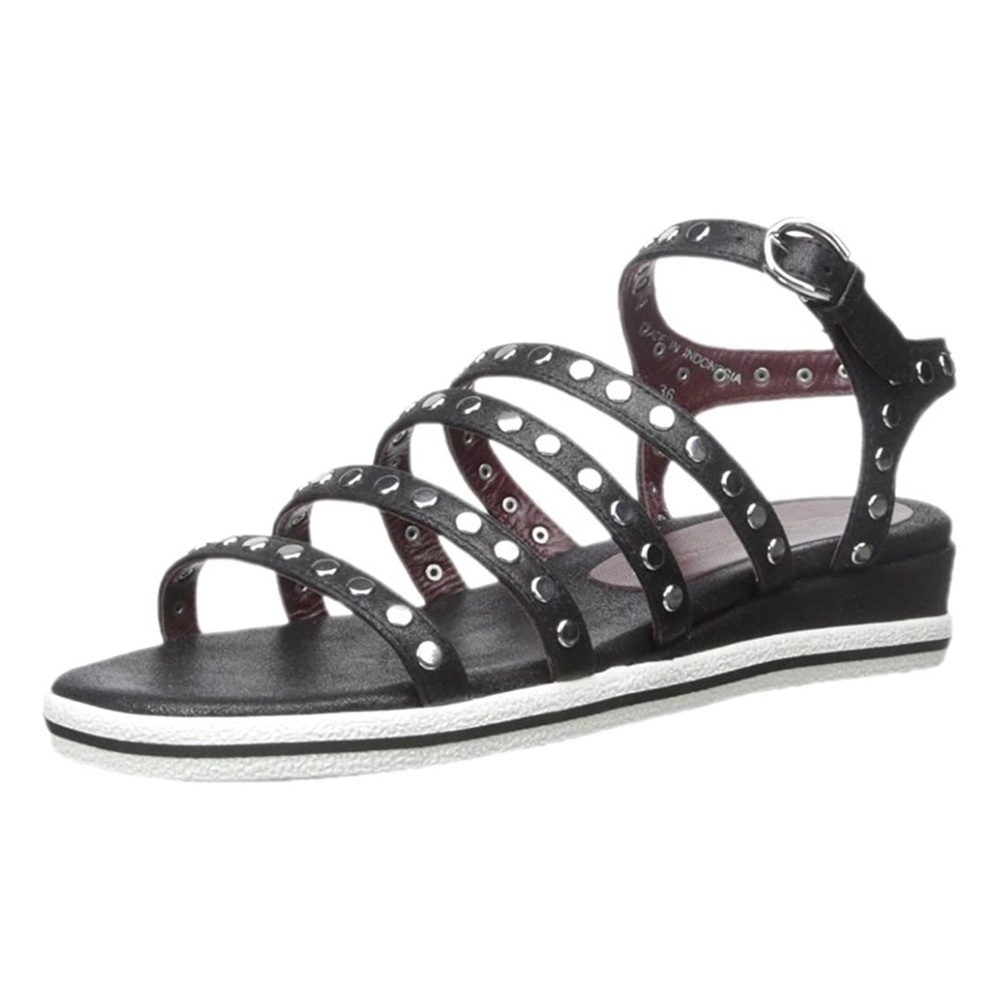MARC BY MARC JACOBS GENA 5 STRAP LEATHER NAILHEAD STUDDED GLADIATOR SANDALS
